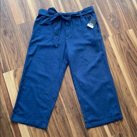 Liz Claiborne Pants - Liz Claiborne CROP pants navy blue large lg adjust